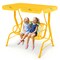 2 Seater Kids Patio Swing with Adjustable Canopy, Metal Frame and Safety Belts
